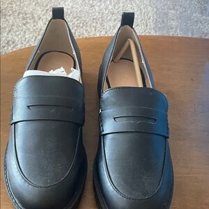 LOFT Black Leather Loafers